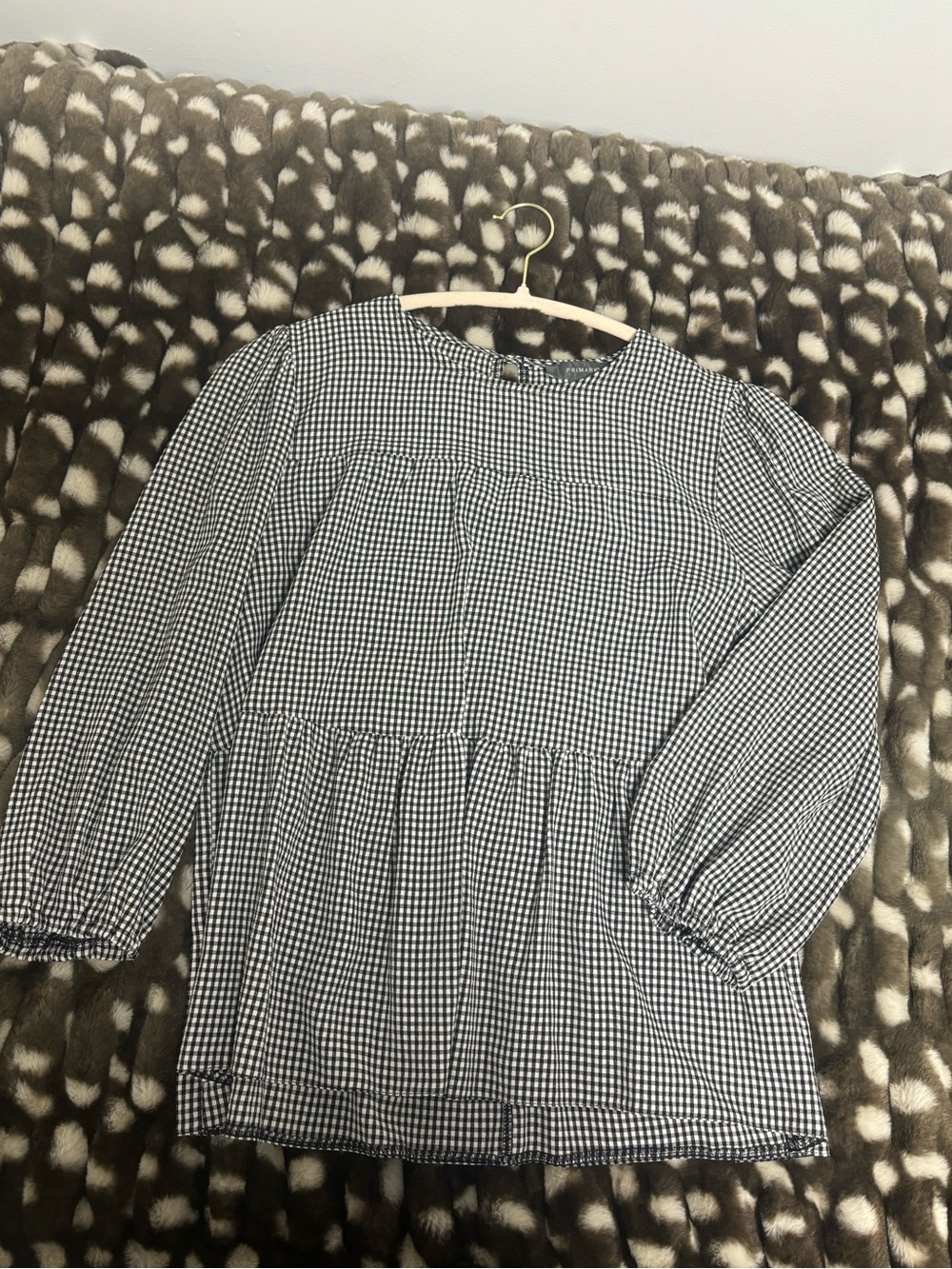 Black & White Gingham Peplum Top